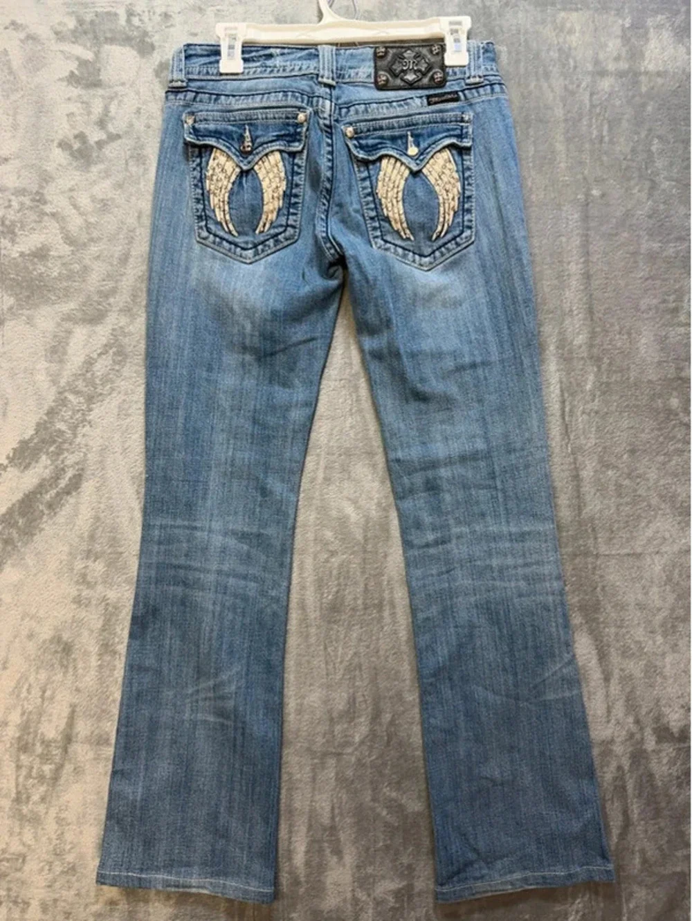 Miss Me Angel Wings Bootcut Jeans Womens Size 30 Distressed Rhinestone JP5082